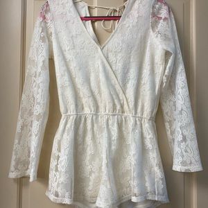 Long sleeve lace romper